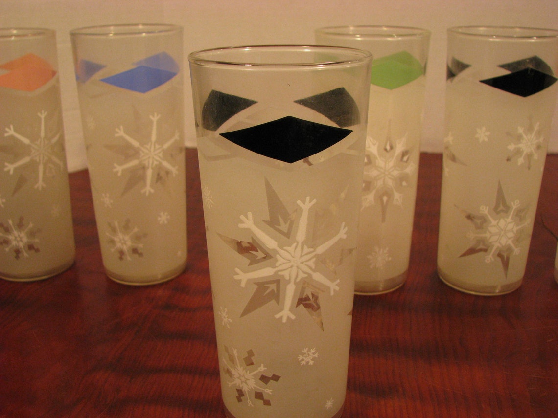 Vintage 8 Frosted Tom Collins/Lemonade Glasses Etsy