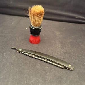 Vintage Zaliel Straight Razor and Stag Lather Brush