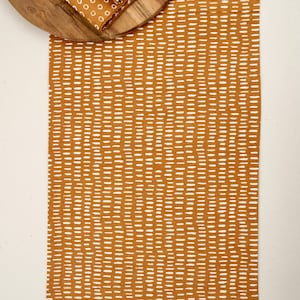 Hand Printed Table Runner Dash Cinnamon