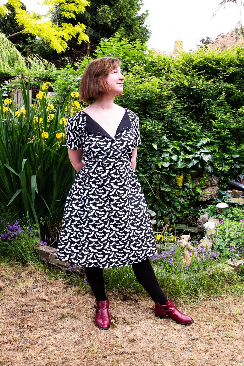 Skull and Rose Tattoo Print Swing Dress
