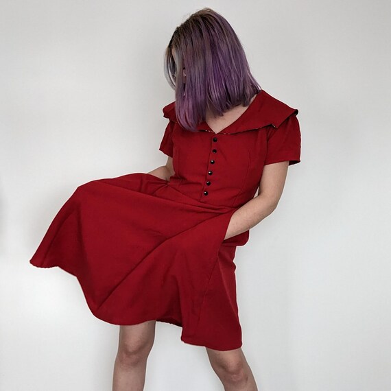Handmade Totally Unique Red Collared 50s Style Swing Dress Etsy Canada