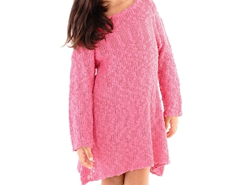 Crochet Toddler Tunic Dress with Long Sleeves, Asymmetric Boho Dress for Toddler, Soft Girl Popcorn Dress, High-Quality Toddler Girl Dresses