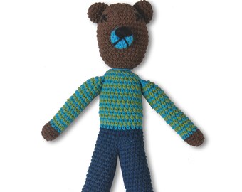 Handgemaakte gehaakte teddybeer, zacht katoenen knuffeldier