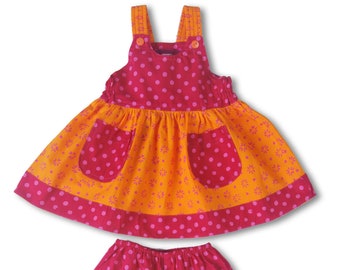 BABY Kleid COTTON mit Blühern, Baby Sommer Pullover Kleid, Baby-Kleidung 6M-18M, Baby-Dusche-Geschenk - sofort lieferbar
