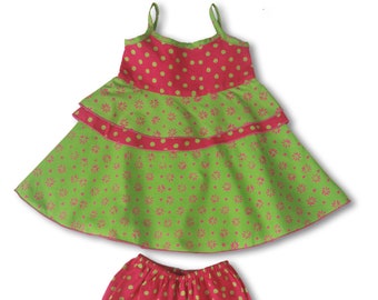 BABY DRESS COTTON with Bloomers, Baby Summer Sun Dress,  Baby Clothes  6M-18M,  Baby Shower Gift - Ready to Ship