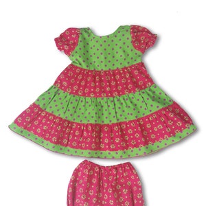 BABY GIRL OUTFIT,  Baby Girl Handmade Dress with Bloomers, baby shower gift, Ready To Ship