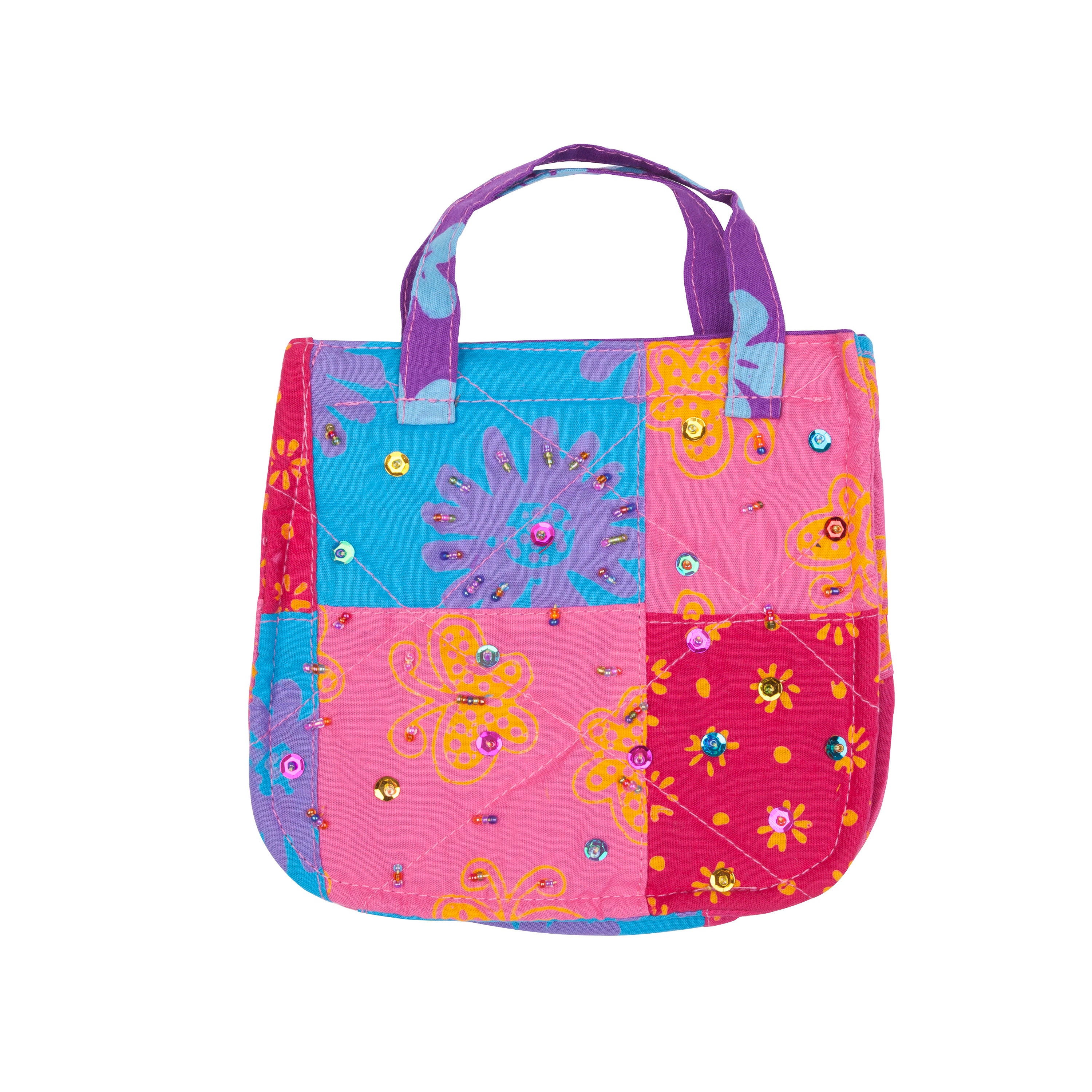 Bright and Vibrant Toddler Girl Bag With Handstamped Batik Print