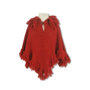 Toddler Girl Poncho with Fun Fringe, Winter Kids Girl Poncho with Wooden Button Closure, Adorable Warm Fall Crochet Poncho for Children