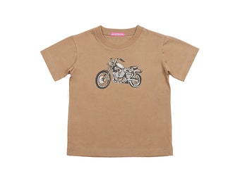 Motorbike Funny Cotton Kids Tee Shirt with Short or Long Sleeve, Breathable Tee for Boys or Girls, Comfortable Toddler Girl or Boy Clothes