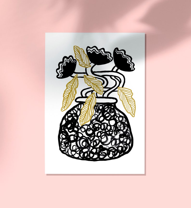 A6 Monochrome Tulips Postcard
