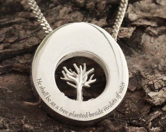 Sterling Silver Tree Of Life Pendant Necklace, Personalized Pendant, Family Jewelry, Miniature Nature Pendant Necklace, Nature Lover Gifts