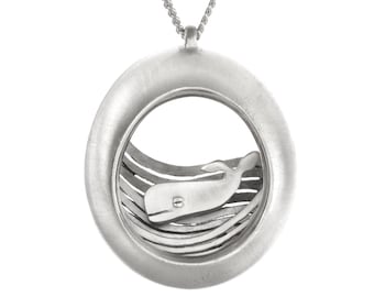 3d Whale Pendants Necklace, Shadow Box Pendant Necklace, Whale Jewelry, Unique Silver Pendant Necklace, Sea Necklace, Ocean Lover Gifts