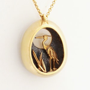 Heron Necklace, Bird Pendant Necklace, Contemporary 14k Gold Necklace For Women, Animal Pendant Necklace, Nature Necklace, Modern Necklace
