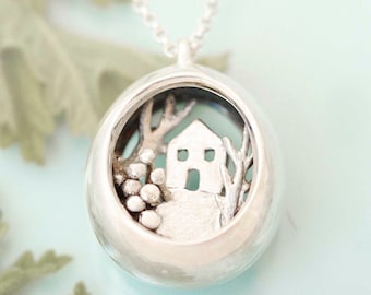 Collar con significado para el hogar, collar llamativo de plata, collar extravagante, regalos significativos para el día de la madre, collar único para mujeres