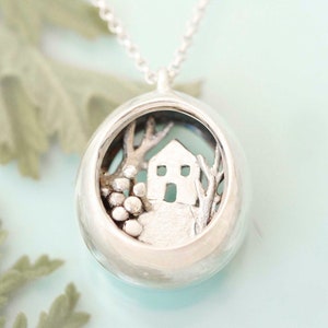 Meaningful Home Necklace, Statement Silver Necklace, Whimsical Necklace, Meaningful Gifts for Mothers Day, Unique Necklace For Women