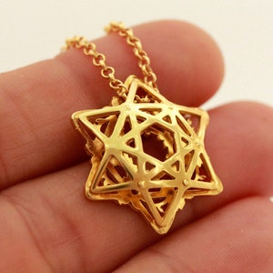 Golden Star of David Charm, Bohemian Star Of David Necklace, Magen David Silver Necklace, Gift For Her, Jewish Charm Necklace Made in Israel