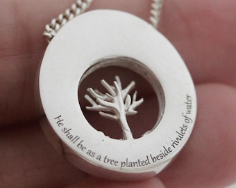 Tree Of Life Pendant, Personalized Pendant, Silver Pendant Necklace, Family Jewelry, Miniature Nature Pendant Necklace, Nature Lover Gifts