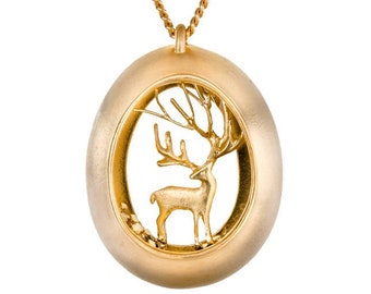 Deer Pendant Necklace for Women, 14k Gold Pendant Necklace, 14k Gold Animal Pendant Necklace, Deer Jewelry