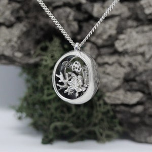 Collana di piante d'argento, Collana terrario, Collana succulenta, Gioielli ispirati alla natura per lei, Collana botanica, Collana di cactus per le donne immagine 4