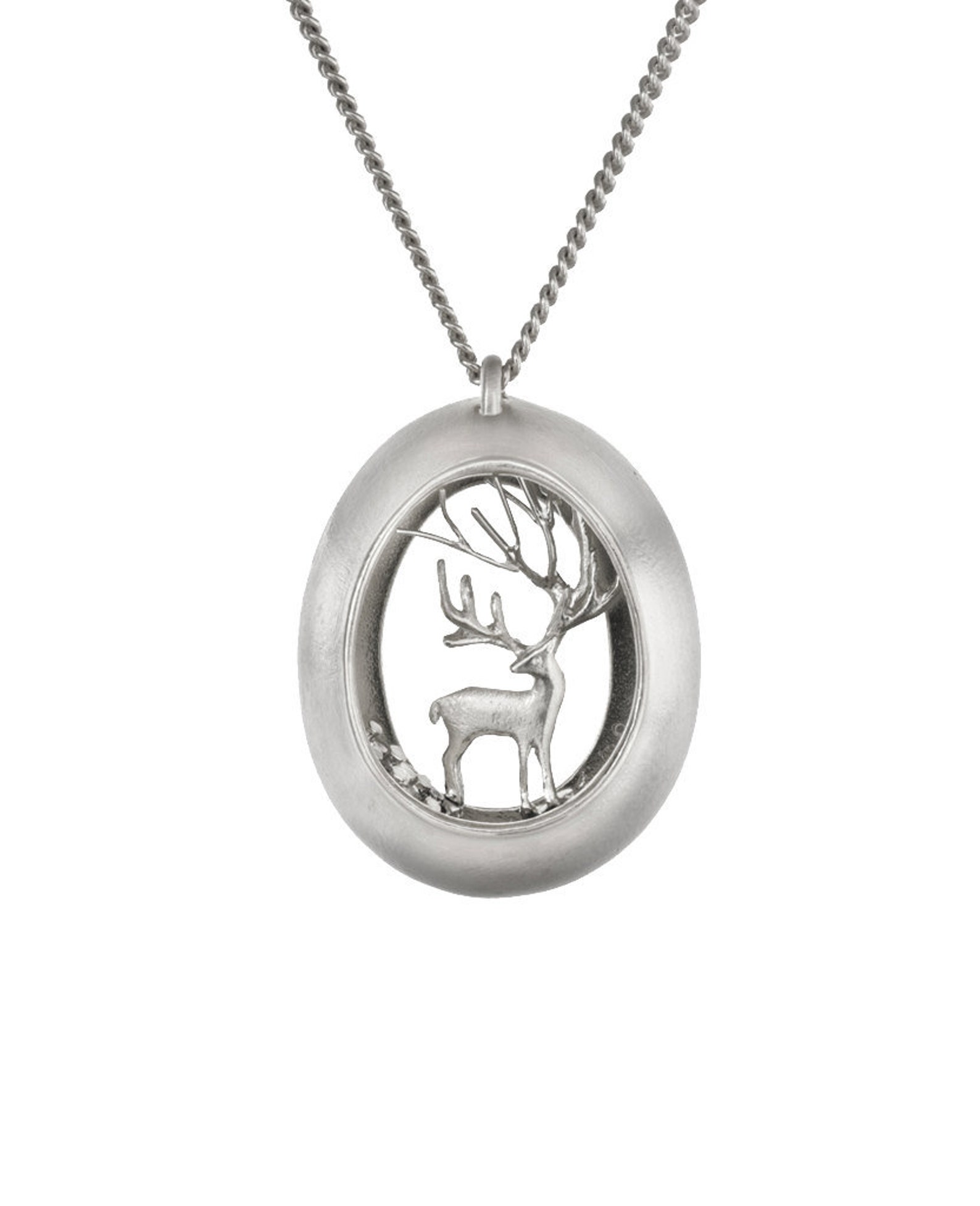 Sterling Silver Deer Pendant Necklace, Nature Jewelry, Animal Jewelry