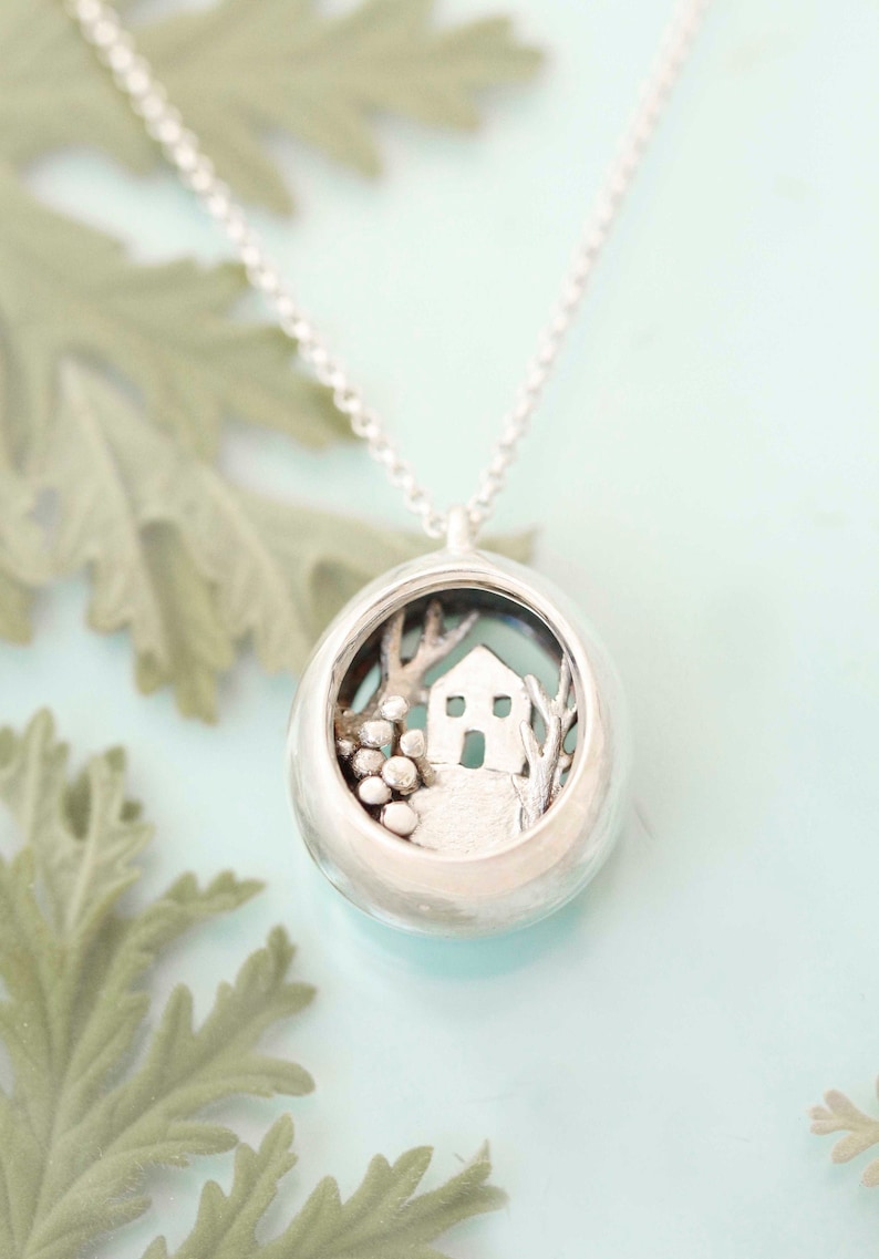 Meaningful Home Necklace Statement Silver Necklace Whimsical Etsy