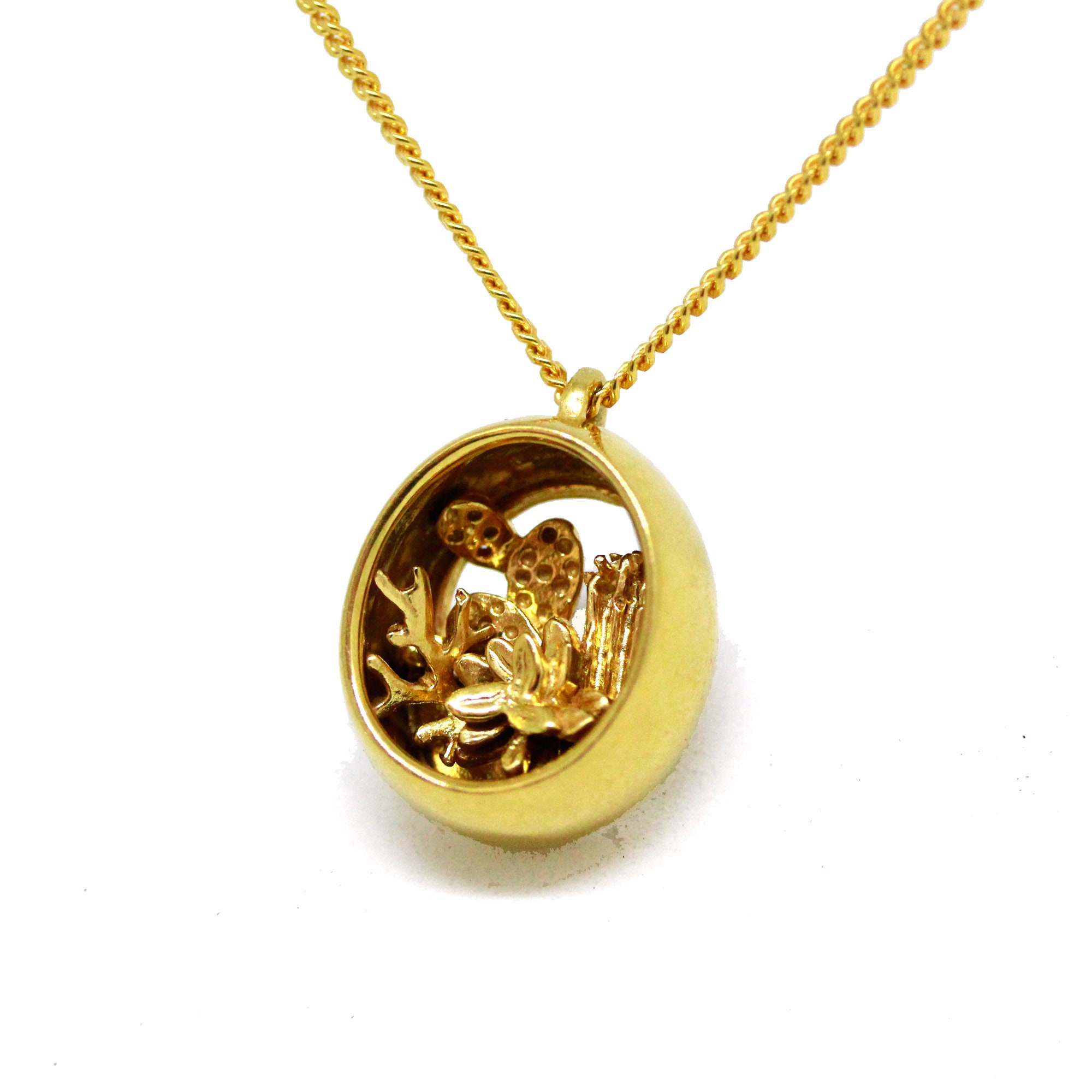 Terrarium Necklace, Unique Gold Necklace, Contemporary Nature Inspired ...