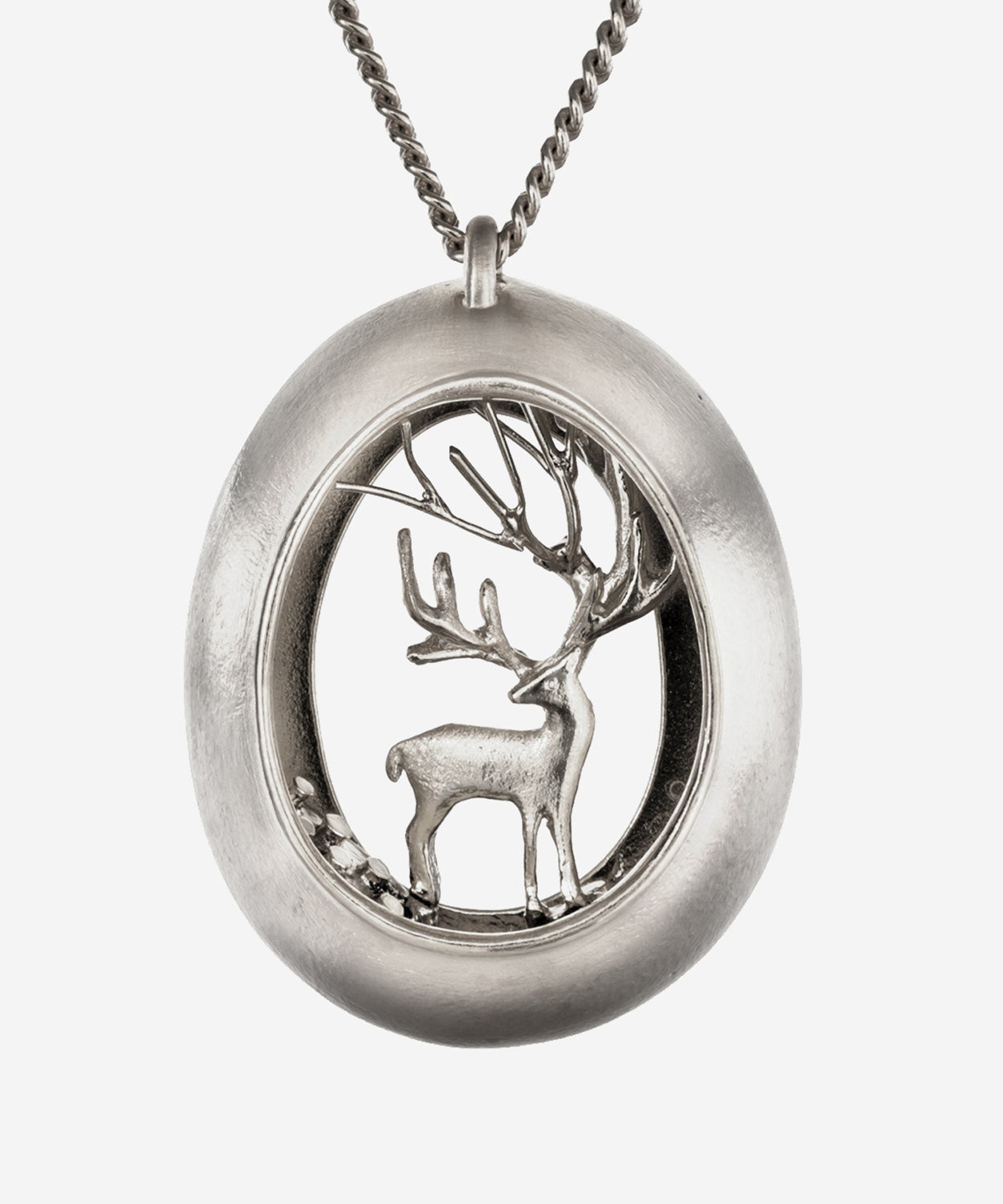 Sterling Silver Deer Pendant Necklace, Nature Jewelry, Animal Jewelry