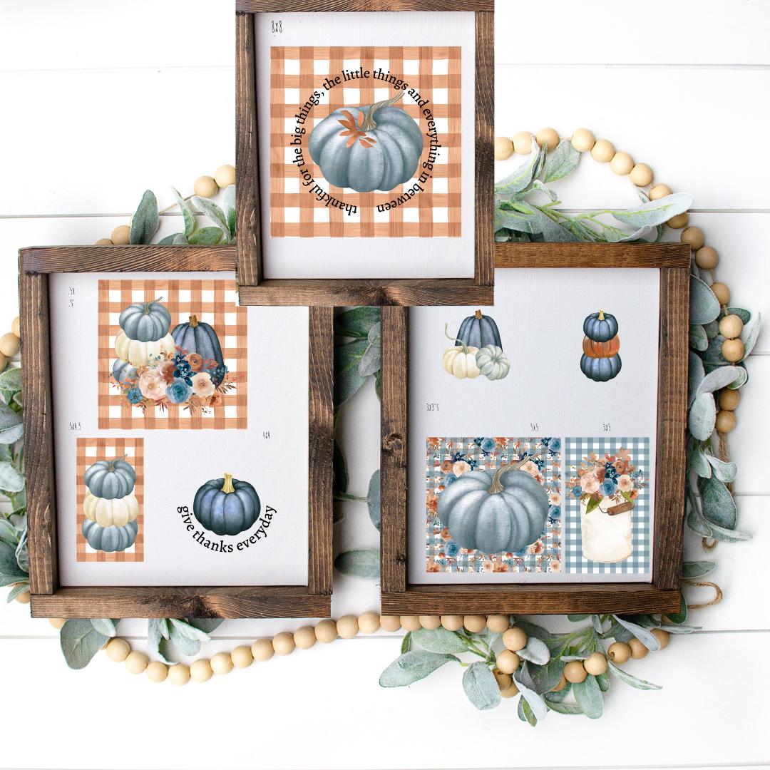 Beautiful Fall Blue Pumpkin Printable Crafters Bundle - Etsy