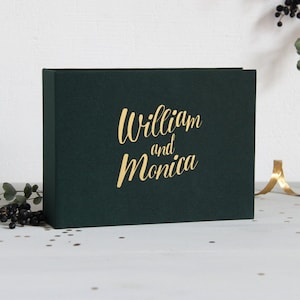 Album di nozze Libro degli ospiti verde foresta con scritte dorate, pagine nere, album di compleanno, libro di nozze - di Liumy