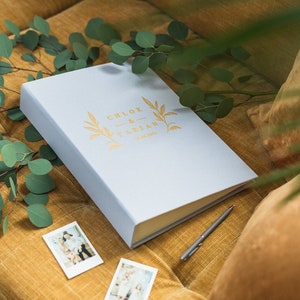 Wedding Slip-in Guest Book for Instax Mini with cut out corners, Leaf Twigs design, instant photos, no adhesive tape - by Liumy Albums