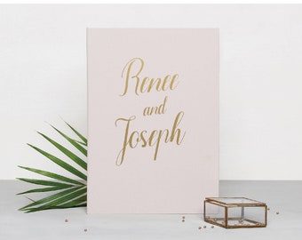 Wedding Album Guest Book Cream With Gold Lettering, Instax picture album, Birthday Album - by Liumy