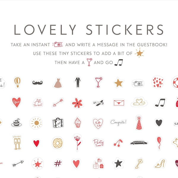 Stickers emoji mariage pour livre d'or, meilleurs voeux, émotions fortes, assistant invité, créateur de sourires, stickers livre par Liumy Albums