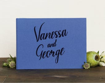 Instax Wedding Guest Book  Royal Blue with Black Lettering Pocket Sign in Book  Photo Birthday Album - by Liumy