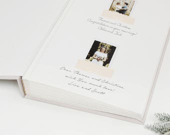Wedding Guest Book Instant Photo Album Cream with Ribbon Instax mini guestbook - by Liumy