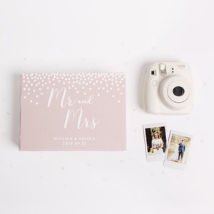 Photo Guest book Wedding Album Cream Dots with White Lettering, Instax picture album OneStep Guest book Wedding book by Liumy image 1