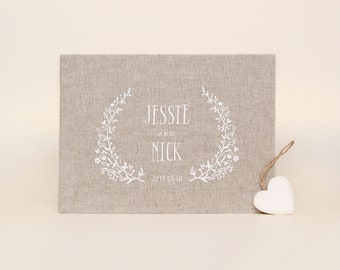Personalized Rustic Wreath Wedding Guestbook, Unique Instax Slip-in Wedding Photo Album - Wedding Instax Mini Album - by Liumy