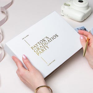 Graduation, Prom Personalized Book Slip-in, Polaroid, Event Guest Book Horizontal + Free Gift Instax Photo Insert Corners Sage Green Prom