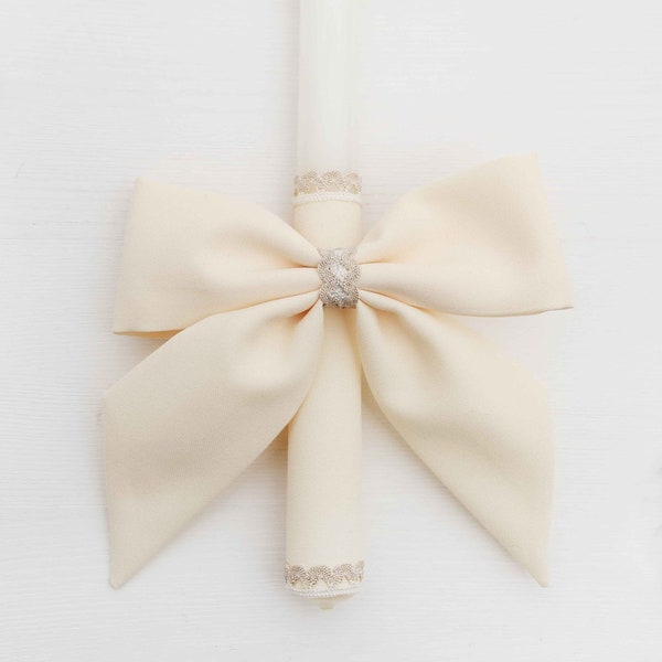 Candle Decoration Baptism Candle Deco Communion Decoration Ivory Color, Christening Confirmation