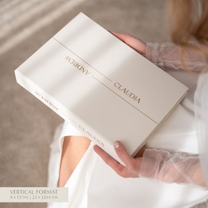 Classic Lines Guest Book +Free Gift, Luxury Slip-in for Polaroid & Instax Photos Real Gold Lettering, Personalized Wedding Album, Guest Book