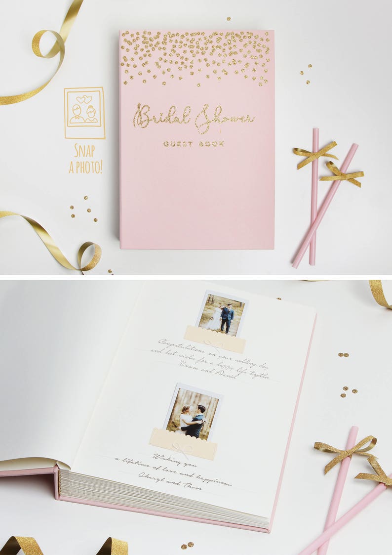 Bridal Shower Guest Book Pink Album With Gold Glitter Foil Etsy Bridal Shower Guest Book Pink Album With Gold Glitter Foil Etsy