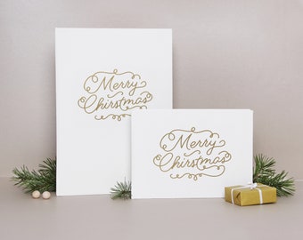Merry Christmas Album White with Gold illustration Guest book, Instax photo album, Personalised Party Album, Wedding book - by Liumy
