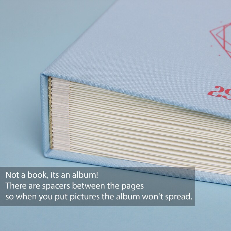 Photo guestbook Circle Light blue Guest Book Instax Mini Wide Photo Album Guest book With Photo Pockets by Liumy
