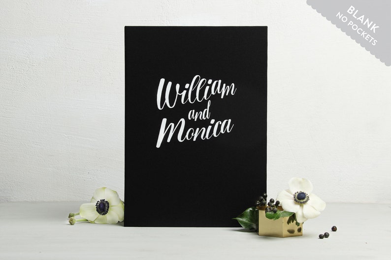 Photo Guestbook Album with empty pages Wedding Guest Book Black White Lettering
