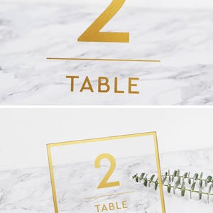 Gold Foil Sign for Table Numbers Acrylic Wedding Sign Transparent Celebration Sign Photo Glass Sign by Liumy image 3