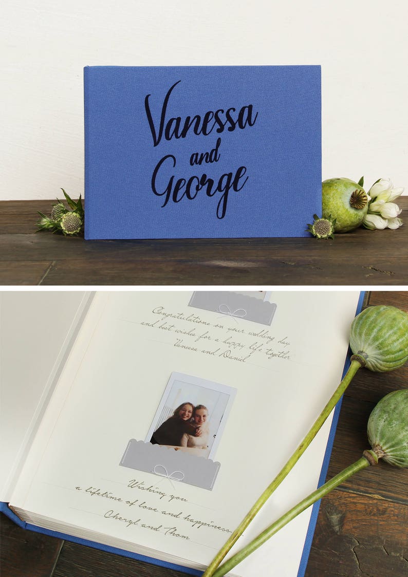 Instax Wedding Guest Book Royal Blue with Black Lettering Pocket Sign in Book Photo Birthday Album by Liumy image 1