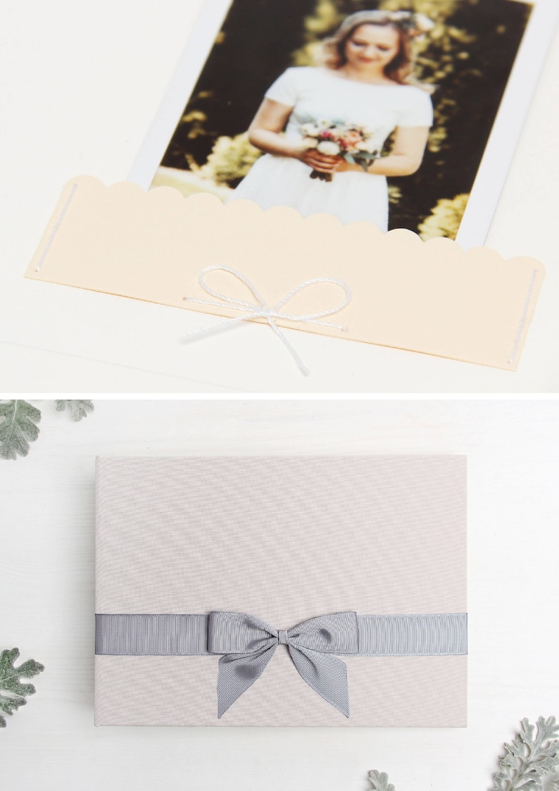 by Liumy Wedding Guest Book Instant Photo Album Cream with Ribbon Instax mini guestbook