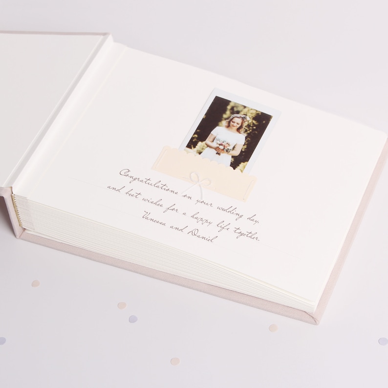 Photo Guest book Wedding Album Cream Dots with White Lettering, Instax picture album OneStep Guest book Wedding book by Liumy image 2