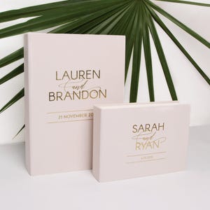 Cream Instax Photo Slip-in Guest Book for Instax or Polaroid pictures Real Gold Lettering, Sticky Corners,Personalized Wedding Album,Wedding