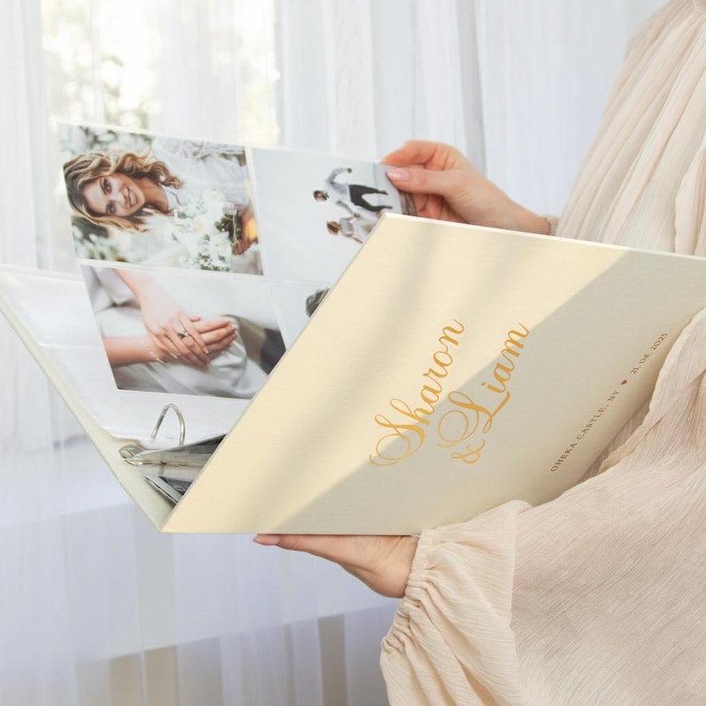 Custom Ivory Photo Binder with Sleeves Personalized Cover Adjustable Insert Count Modern Keepsake Folder for Documents, Memories & Events