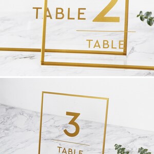 Gold Foil Sign for Table Numbers Acrylic Wedding Sign Transparent Celebration Sign Photo Glass Sign by Liumy image 2